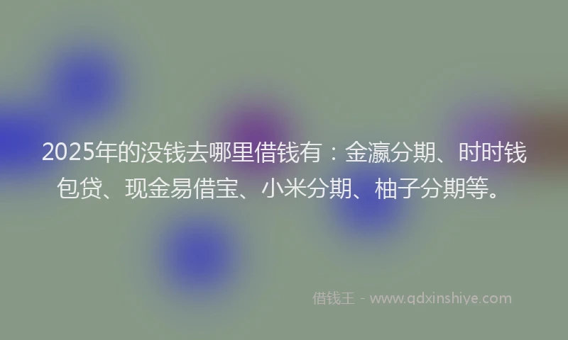2025年的没钱去哪里借钱有：金瀛分期、时时钱包贷、现金易借宝、小米分期、柚子分期等。