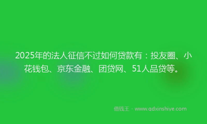 2025年的法人征信不过如何贷款有：投友圈、小花钱包、京东金融、团贷网、51人品贷等。
