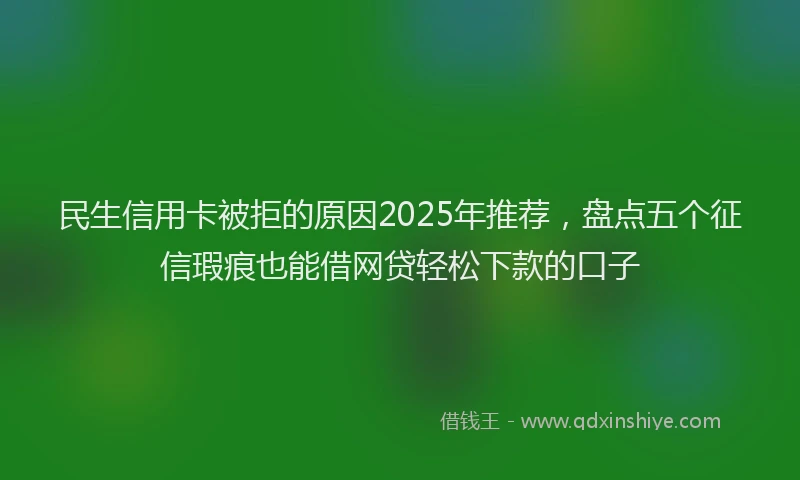 民生信用卡被拒的原因2025年推荐，盘点五个征信瑕疵也能借网贷轻松下款的口子