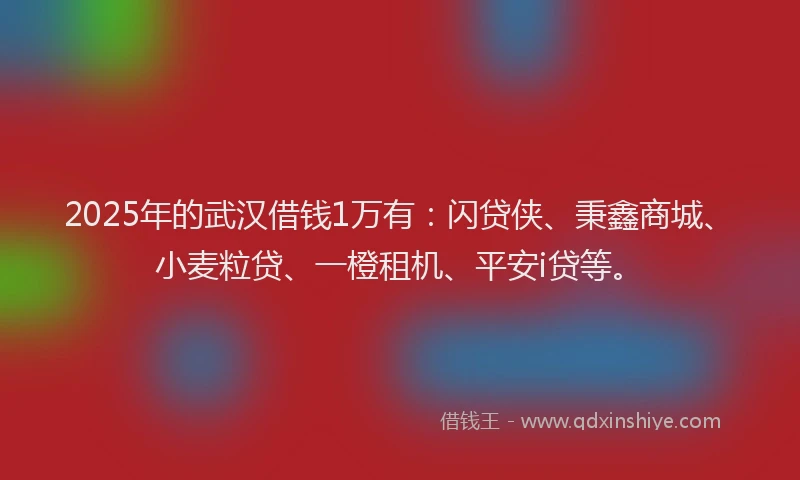 2025年的武汉借钱1万有：闪贷侠、秉鑫商城、小麦粒贷、一橙租机、平安i贷等。