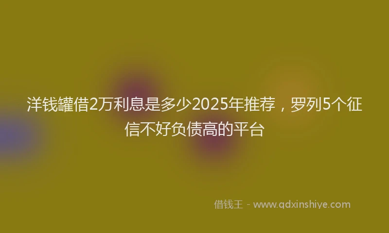 洋钱罐借2万利息是多少2025年推荐，罗列5个征信不好负债高的平台