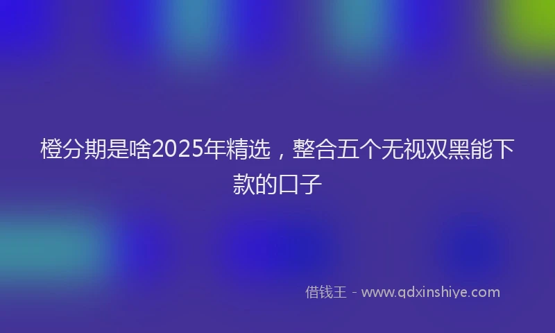 橙分期是啥2025年精选，整合五个无视双黑能下款的口子