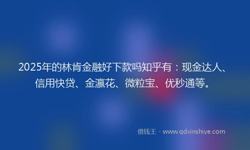 2025年的林肯金融好下款吗知乎有：现金达人、信用快贷、金瀛花、微粒宝、优秒通等。
