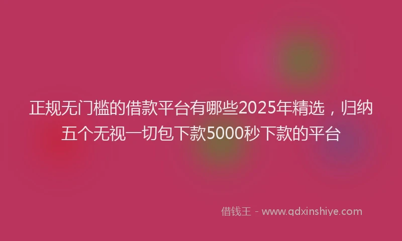 正规无门槛的借款平台有哪些2025年精选，归纳五个无视一切包下款5000秒下款的平台