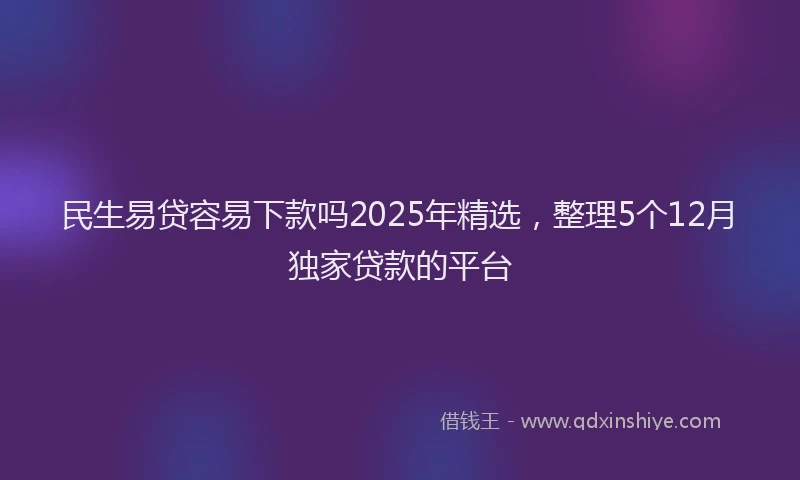 民生易贷容易下款吗2025年精选，整理5个12月独家贷款的平台