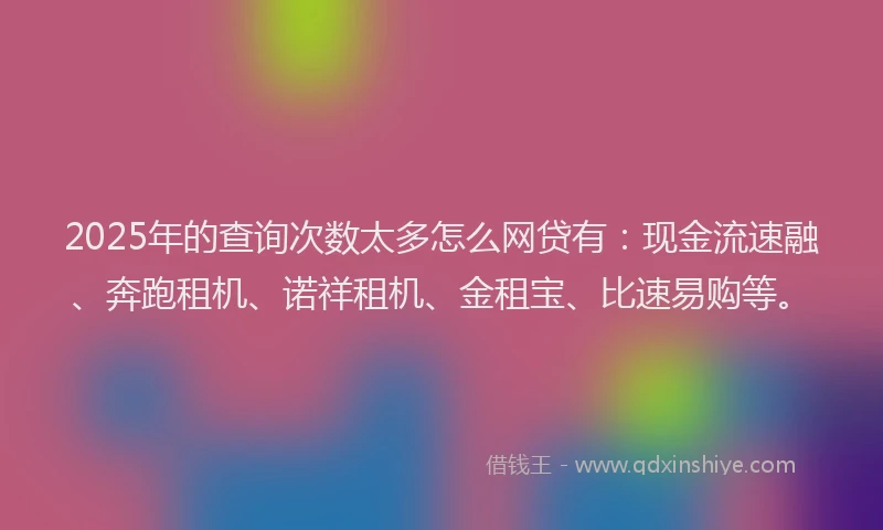 2025年的查询次数太多怎么网贷有：现金流速融、奔跑租机、诺祥租机、金租宝、比速易购等。
