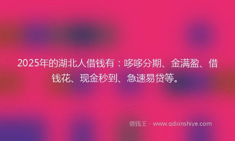 2025年的湖北人借钱有：哆哆分期、金满盈、借钱花、现金秒到、急速易贷等。