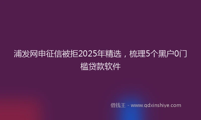 浦发网申征信被拒2025年精选，梳理5个黑户0门槛贷款软件