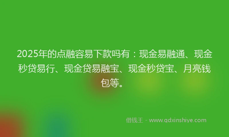 2025年的点融容易下款吗有：现金易融通、现金秒贷易行、现金贷易融宝、现金秒贷宝、月亮钱包等。