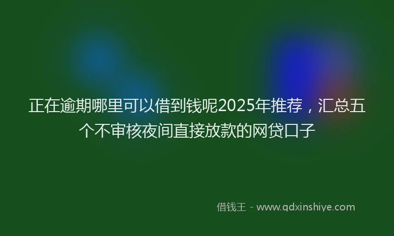 正在逾期哪里可以借到钱呢2025年推荐，汇总五个不审核夜间直接放款的网贷口子