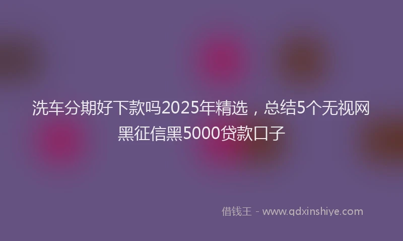 洗车分期好下款吗2025年精选，总结5个无视网黑征信黑5000贷款口子