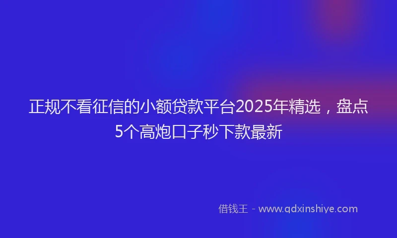 正规不看征信的小额贷款平台2025年精选，盘点5个高炮口子秒下款最新