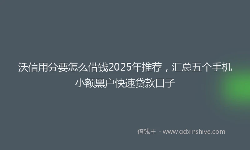 沃信用分要怎么借钱2025年推荐，汇总五个手机小额黑户快速贷款口子