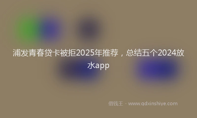 浦发青春贷卡被拒2025年推荐，总结五个2024放水app