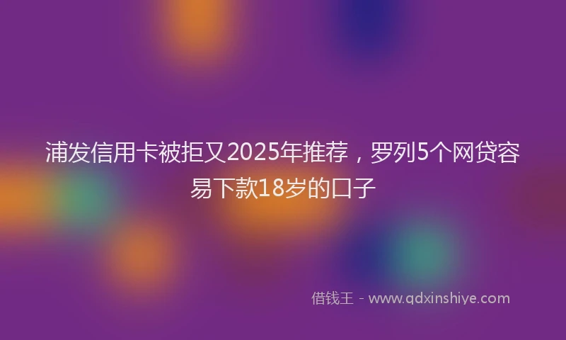 浦发信用卡被拒又2025年推荐，罗列5个网贷容易下款18岁的口子
