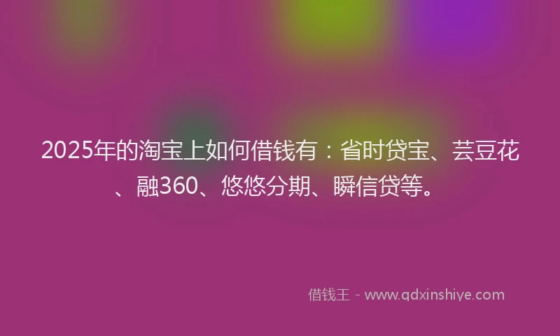 2025年的淘宝上如何借钱有：省时贷宝、芸豆花、融360、悠悠分期、瞬信贷等。