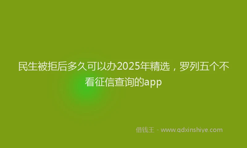 民生被拒后多久可以办2025年精选，罗列五个不看征信查询的app