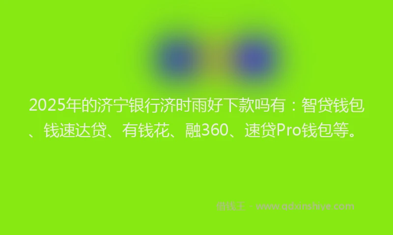 2025年的济宁银行济时雨好下款吗有：智贷钱包、钱速达贷、有钱花、融360、速贷Pro钱包等。