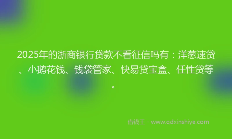2025年的浙商银行贷款不看征信吗有：洋葱速贷、小鹅花钱、钱袋管家、快易贷宝盒、任性贷等。