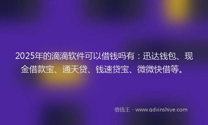 2025年的滴滴软件可以借钱吗有：迅达钱包、现金借款宝、通天贷、钱速贷宝、微微快借等。