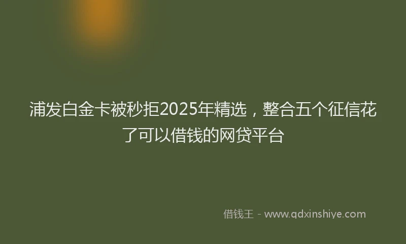浦发白金卡被秒拒2025年精选，整合五个征信花了可以借钱的网贷平台