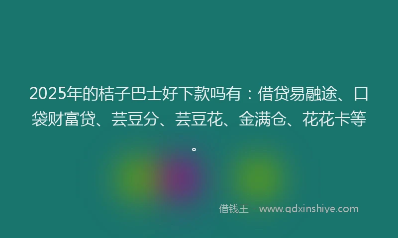 2025年的桔子巴士好下款吗有：借贷易融途、口袋财富贷、芸豆分、芸豆花、金满仓、花花卡等。