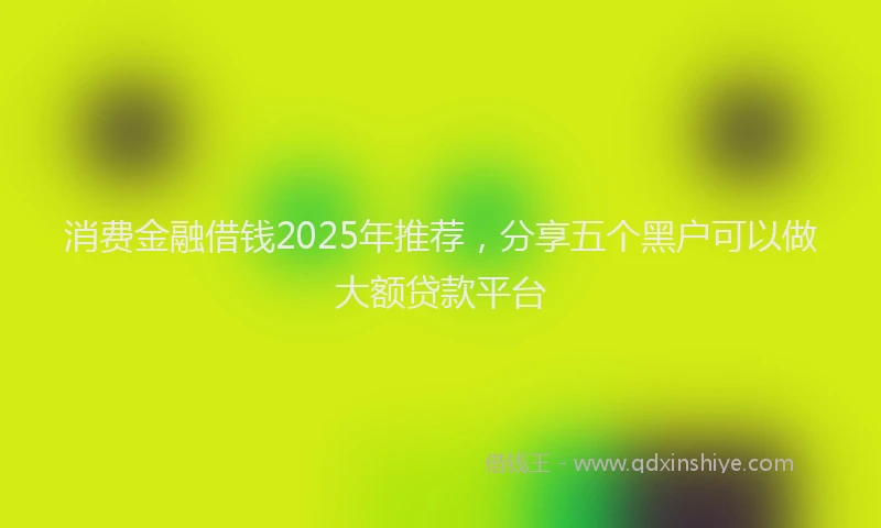 消费金融借钱2025年推荐，分享五个黑户可以做大额贷款平台
