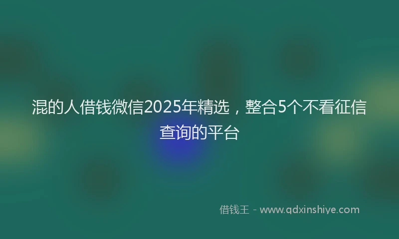 混的人借钱微信2025年精选，整合5个不看征信查询的平台