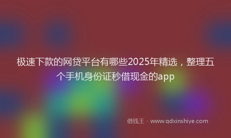 极速下款的网贷平台有哪些2025年精选，整理五个手机身份证秒借现金的app