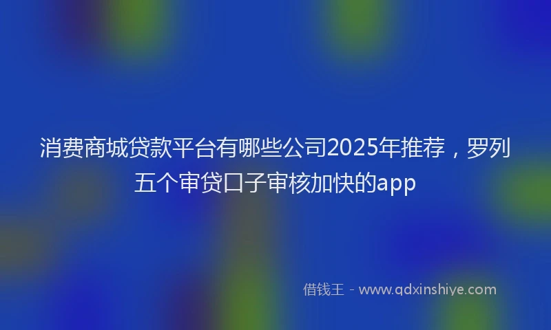 消费商城贷款平台有哪些公司2025年推荐，罗列五个审贷口子审核加快的app