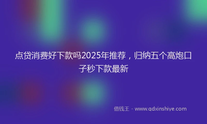点贷消费好下款吗2025年推荐，归纳五个高炮口子秒下款最新