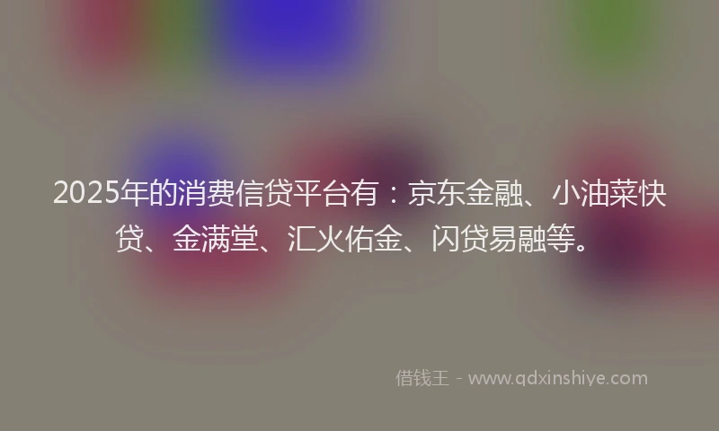 2025年的消费信贷平台有：京东金融、小油菜快贷、金满堂、汇火佑金、闪贷易融等。