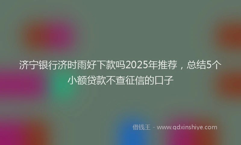 济宁银行济时雨好下款吗2025年推荐，总结5个小额贷款不查征信的口子