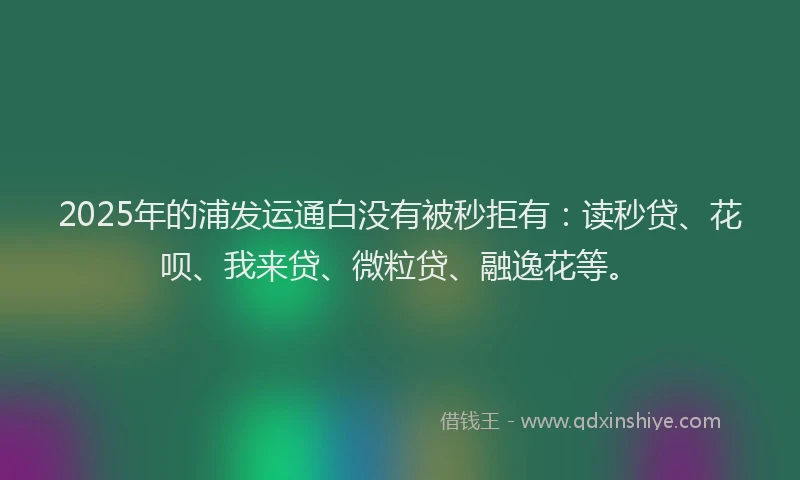 2025年的浦发运通白没有被秒拒有:读秒贷、花呗、我来贷、微粒贷、融逸花等。
