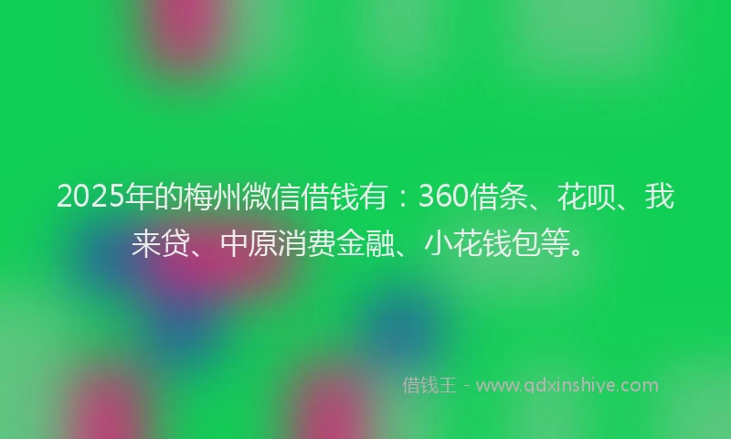 2025年的梅州微信借钱有：360借条、花呗、我来贷、中原消费金融、小花钱包等。