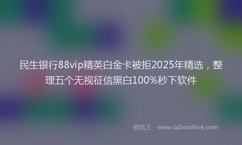 民生银行88vip精英白金卡被拒2025年精选，整理五个无视征信黑白100%秒下软件