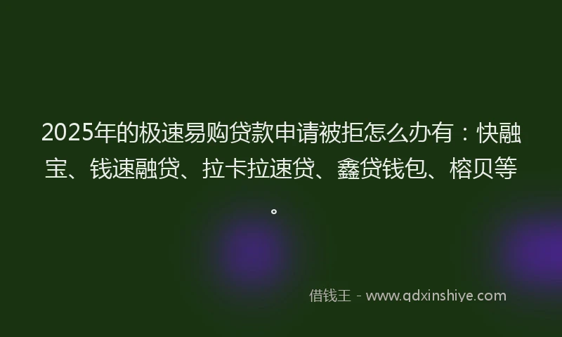 2025年的极速易购贷款申请被拒怎么办有：快融宝、钱速融贷、拉卡拉速贷、鑫贷钱包、榕贝等。