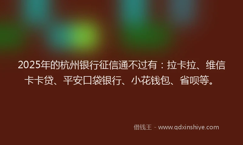 2025年的杭州银行征信通不过有：拉卡拉、维信卡卡贷、平安口袋银行、小花钱包、省呗等。