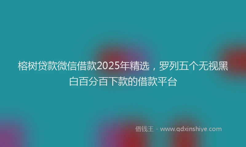 榕树贷款微信借款2025年精选，罗列五个无视黑白百分百下款的借款平台