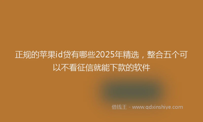 正规的苹果id贷有哪些2025年精选，整合五个可以不看征信就能下款的软件