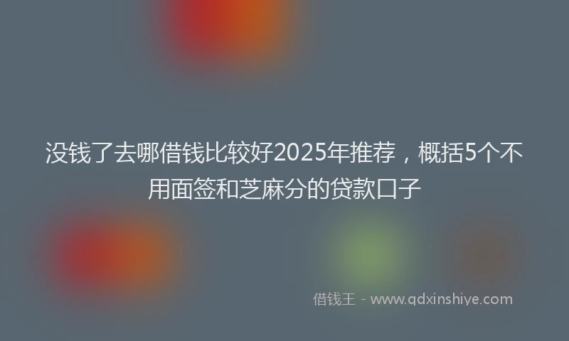 没钱了去哪借钱比较好2025年推荐，概括5个不用面签和芝麻分的贷款口子