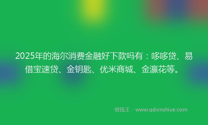 2025年的海尔消费金融好下款吗有：哆哆贷、易借宝速贷、金钥匙、优米商城、金瀛花等。