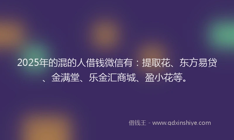 2025年的混的人借钱微信有：提取花、东方易贷、金满堂、乐金汇商城、盈小花等。