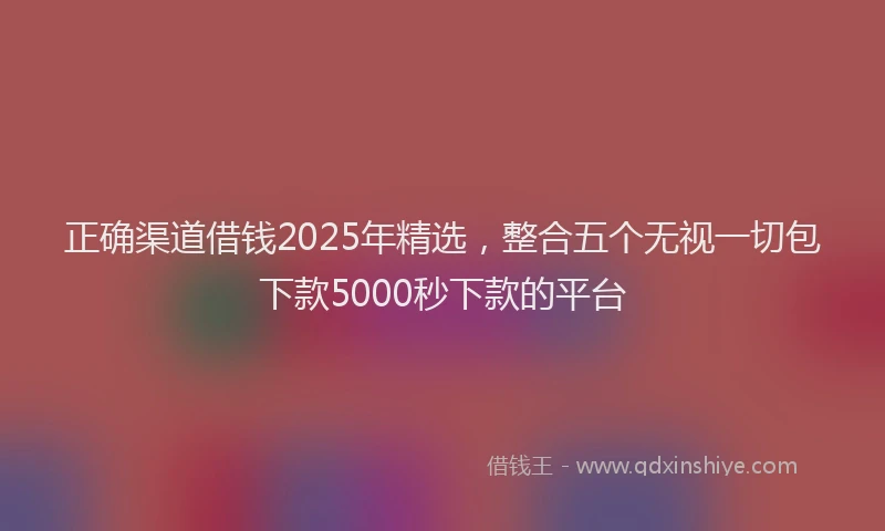 正确渠道借钱2025年精选，整合五个无视一切包下款5000秒下款的平台