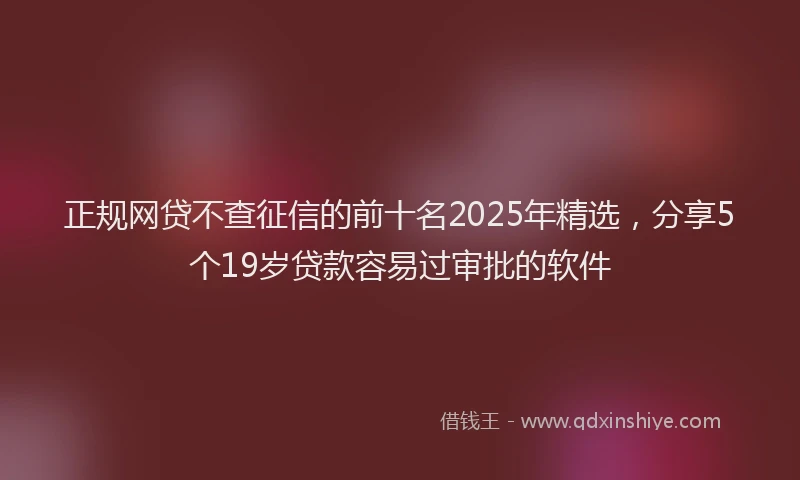 正规网贷不查征信的前十名2025年精选，分享5个19岁贷款容易过审批的软件