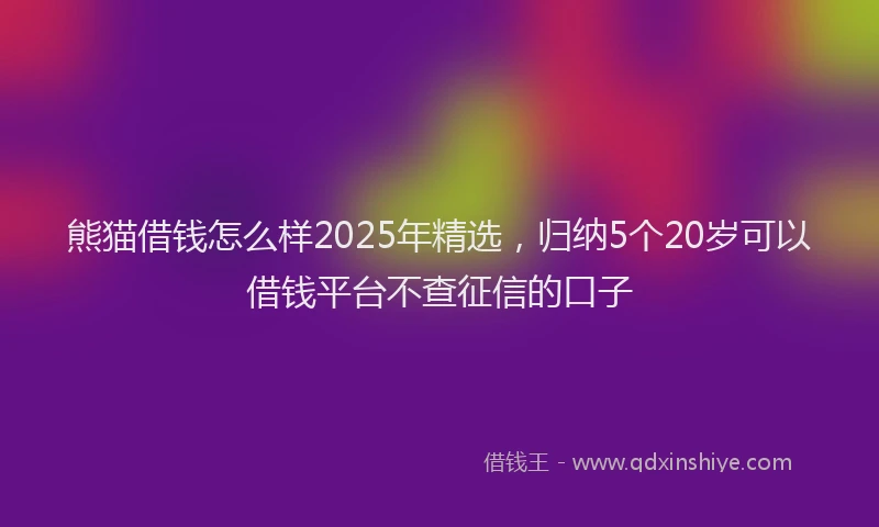 熊猫借钱怎么样2025年精选，归纳5个20岁可以借钱平台不查征信的口子