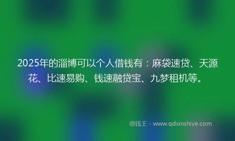 2025年的淄博可以个人借钱有：麻袋速贷、天源花、比速易购、钱速融贷宝、九梦租机等。