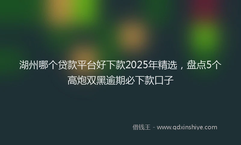 湖州哪个贷款平台好下款2025年精选，盘点5个高炮双黑逾期必下款口子