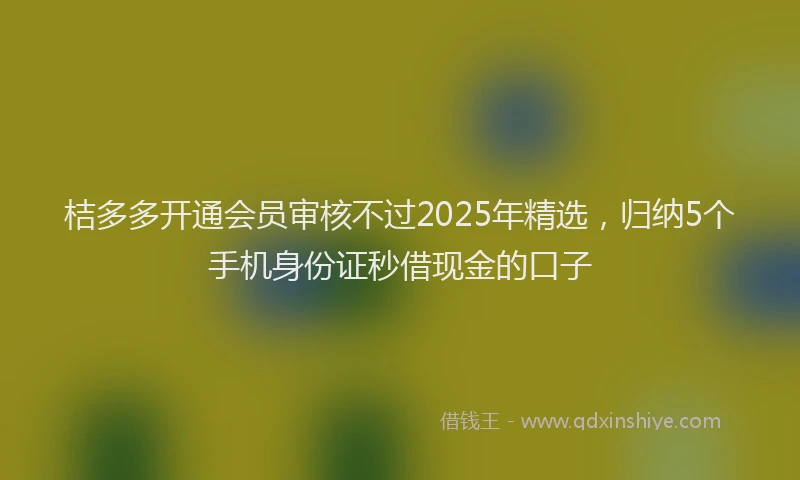 桔多多开通会员审核不过2025年精选，归纳5个手机身份证秒借现金的口子