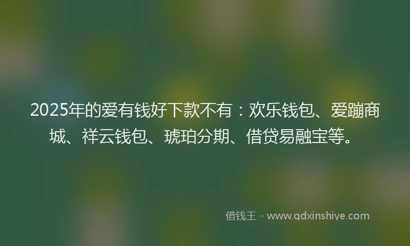 2025年的爱有钱好下款不有：欢乐钱包、爱蹦商城、祥云钱包、琥珀分期、借贷易融宝等。